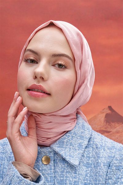 carell Italian Silk Jacquard Print Powder Shawl