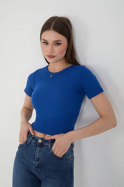 Wearflawless Women's 3-Piece Short Sleeve Ribbed Crew Neck 100% Cotton Knitted Camisole Crop T-Shirt
