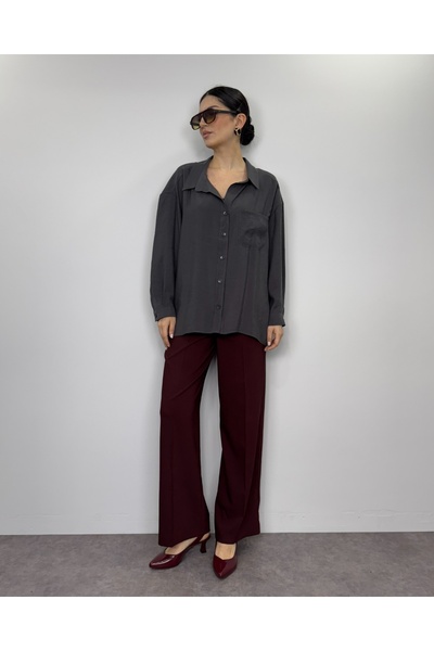 deqfashion Anthracite Modal Fabric Oversize Casual Shirt
