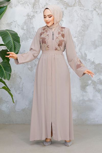 Neva Style Beige Hijab Ferace Knitting Craft 29124Bej