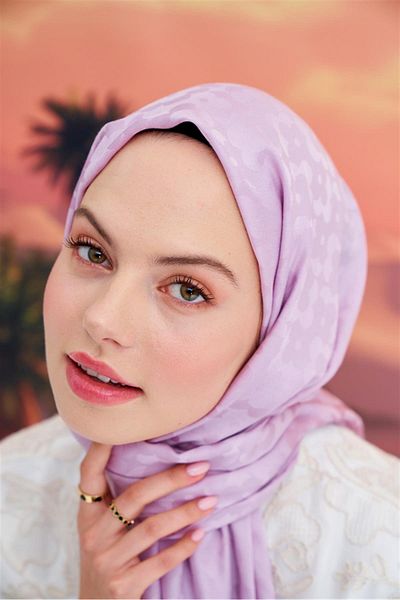 carell Flower Pattern Jacquard Italian Silk Shawl Lilac