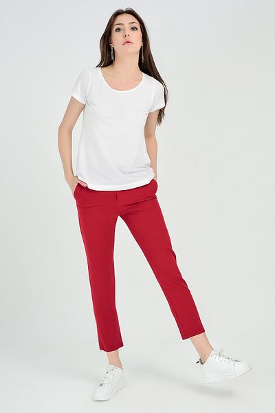 Sense Trousers - Atlas Fabric Trousers on the Ankle| Pnt19003 Claret Red