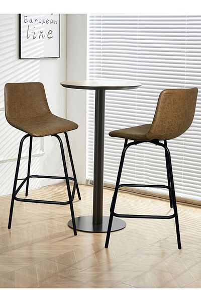 EqiEch Bar Stool Set of 2, 78cm PU Upholstered High Chairs for Kitchen, Dining & Pub