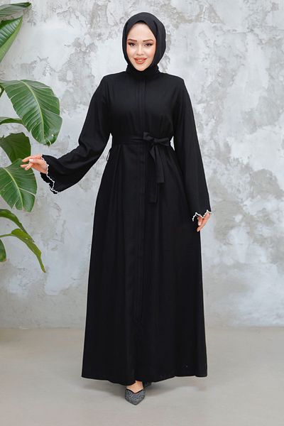 Neva Style Belted Black Hijab Ferace 29125S Shoes