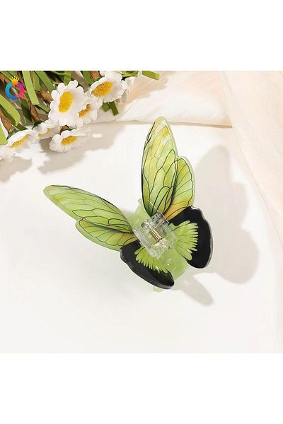 So Much Accesories So Much Women's New Season Large Acetate Elegant Butterfly Green Peg Buckle