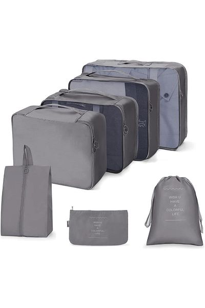COOYA 7 PCS Portable Travel Storage Bags Set, nylon fabric, soft and smooth, Suitable for outdoor, Gray