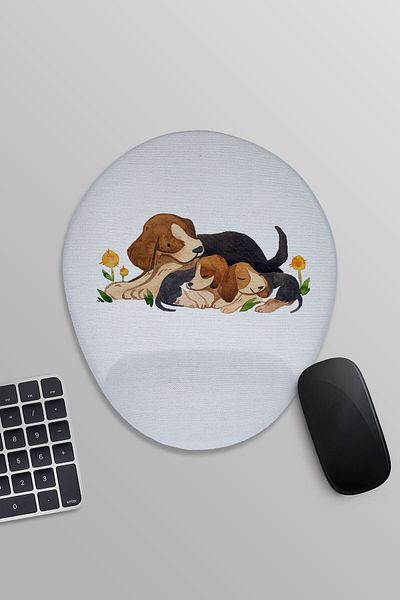 qoeuyl boutique Paw Friends Cute Dogs με τυπωμένο οβάλ ποντίκι με στήριγμα καρπού