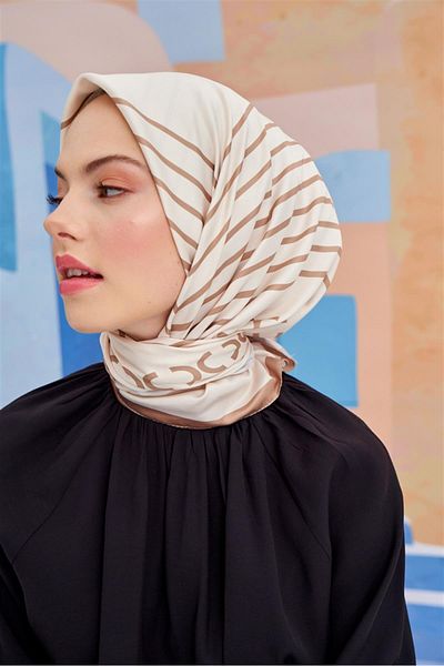 carell Μπεζ Φουλάρι Twill - Μοτίβο αλυσίδας