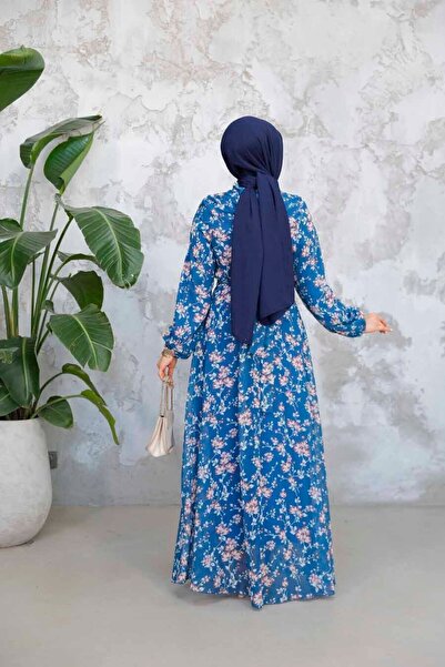 Neva Style Сукня з квітковим візерунком, кольору морської хвилі, з покриттям для голови 52682PM