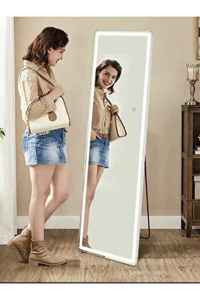 Taimi Extra Large Mirror With Elegant Design,170x50cm,with Front Lighting,black Metal Frame And Backstand