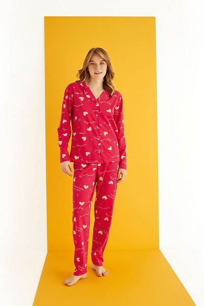 STRAWBERRY Σετ πιτζάμες με βαμβακερά κουμπιά