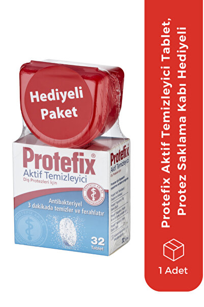 Protefix Aktif Temizleyici Diş Protezleri Için 32 Tablet Protez Kabı Hediyeli