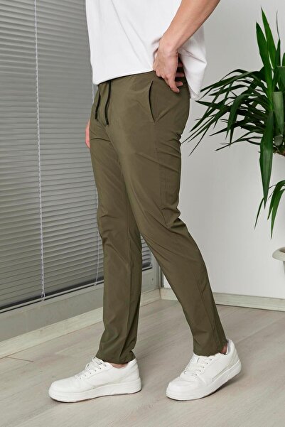 Pobudo Haki Renk Paraşüt Kumaş Jogger Pantolon