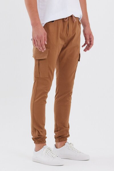 Pobudo Camel Renk Çift Cep Kargo Spor Pantolon