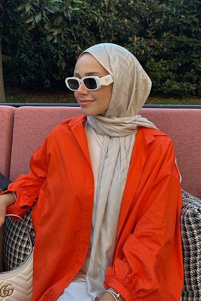 carell Camel Diamond Patterned Cotton Silk Shawl