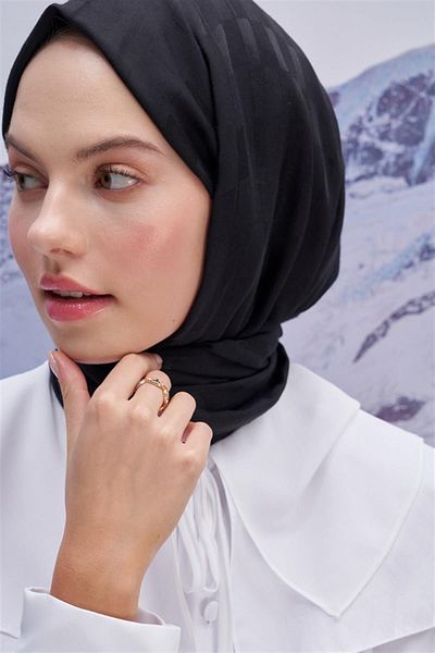 carell Küpçizgi Jacquard șal de mătase italiană negru