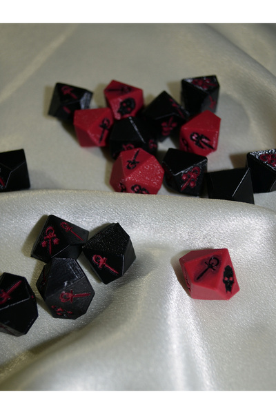 DiceLand Vampire: The Masquerade RPG 18 Adet Zar – 3D Baskı Vampir Zar Seti