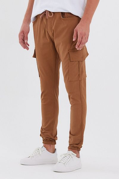 Pobudo Camel Color Double Pocket Cargo Sports Trousers