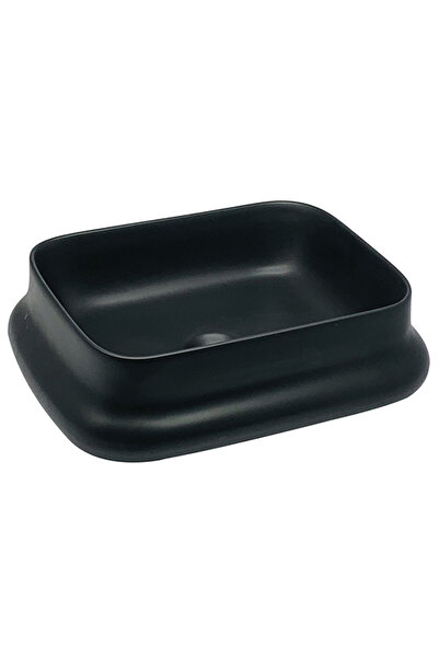 arvitsa Siyah Köşeli Seramik Tezgah Üstü Çanak Lavabo