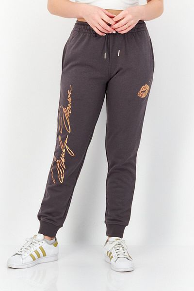 Marilyn Monroe Women Regular Fit Graphic Print Drawstring Jogger Pants, Grey