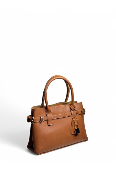 Goldies Bag Kadın Taba Mini Kilitli Çapraz Askılı El ve Omuz Çantası Flora