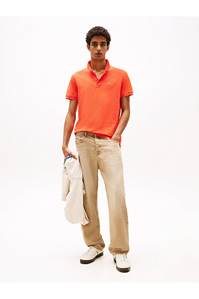 Tommy Hilfiger Tjm Slim Placket Polo Ext Men's Orange T-Shirt Dm0Dm20676Sn6