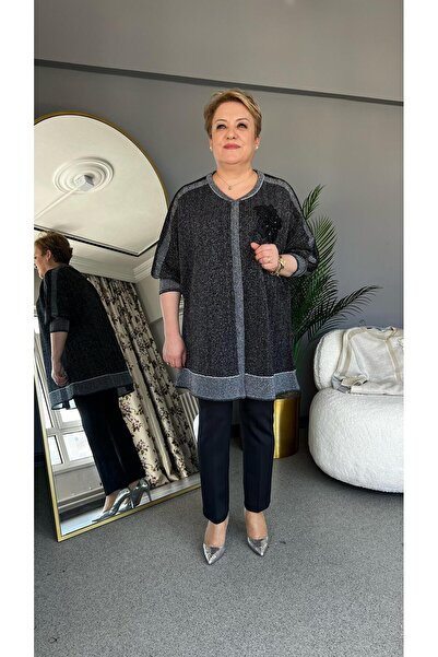 selma Büyük Beden Çiçek Desenli Hırka