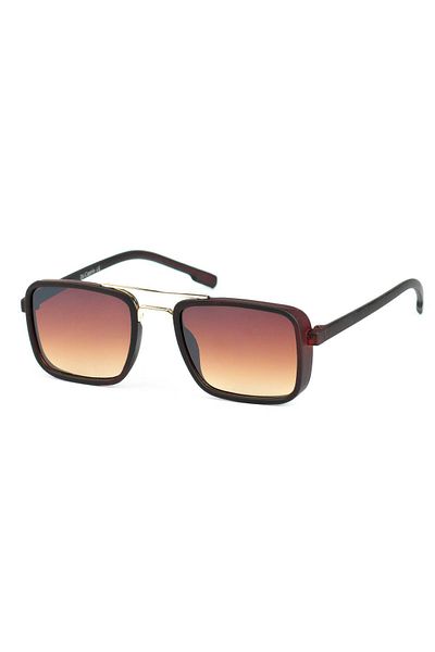 Di Caprio Men's Brown Uv400 Protection Rectangular Model Sunglasses