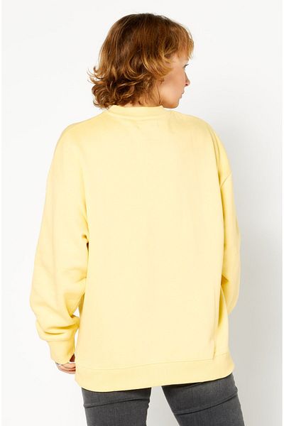 French Connection Women Crew Neck Brand Logo Fleece Sweatshirt, Yellow