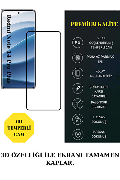 BCASE Redmi Note 14 Pro Plus Ekran Koruyucu Kavisli 6D Temperli Cam