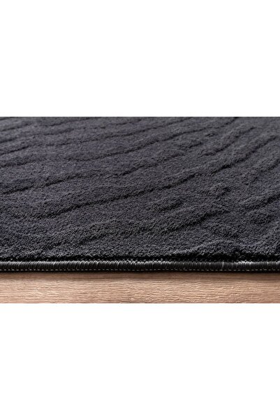 Plato Halı Opqo Padişah Premium Oturma Odası, Salon, Antre, Yıkanabilir Polyester Kaymaz Taban Antrasit Halı