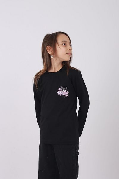 çiko kids Памучен суитшърт с щампа Kuromi за момичета с кръгло деколте