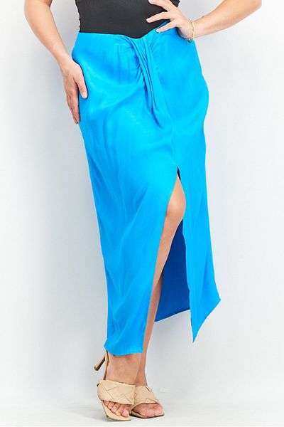 NA-KD Women Solid Maxi Skirt, Blue