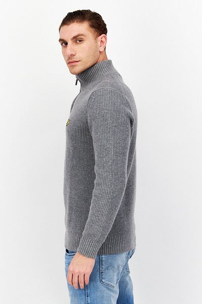 Lyle & Scott Men High Neck Brand Logo Sweater, Grey