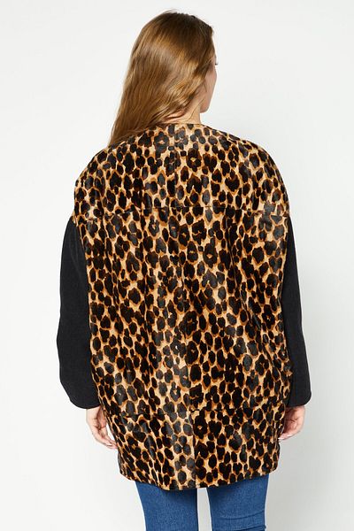 Longchamp Women Animal Print Jacket Shirt, Brown Combo