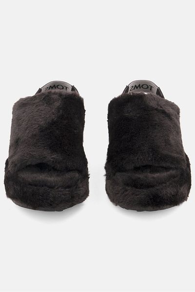 Toms Women Faux Fur Slingback Sandals, Black