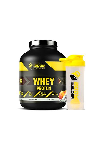 Body Builder Whey Protein, Peach-Yoghurt, 4 LB + Body Builder SHAKER