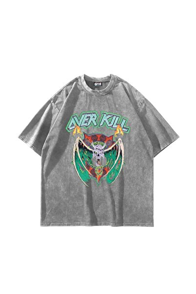 Bak Moda Over Kill Štampano Oversize kroj Unisex periva bela majica