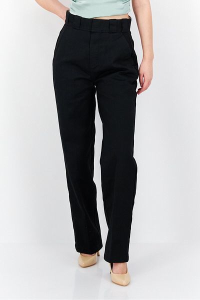 Dickies Women Regular Fit Textured Straight Leg Pants, Black