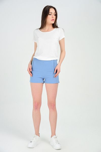 Sense Pantaloni scurți Atlas Crepe cu Buzunar Sus |   Şrt14056 Albastru