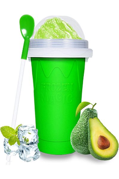AWH Color Land DIY Smoothie Cup Frozen Magic Squeeze Mug Milkshake Maker Portable Tool - Green