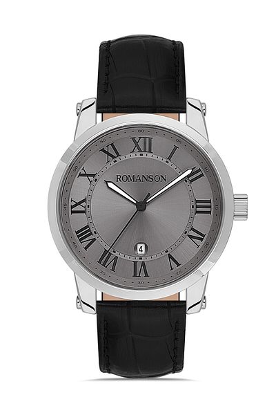 Romanson Tl0334Mm1Wba5B Leather Cord Silver Color Roman Numeral Classic Men's Wristwatch