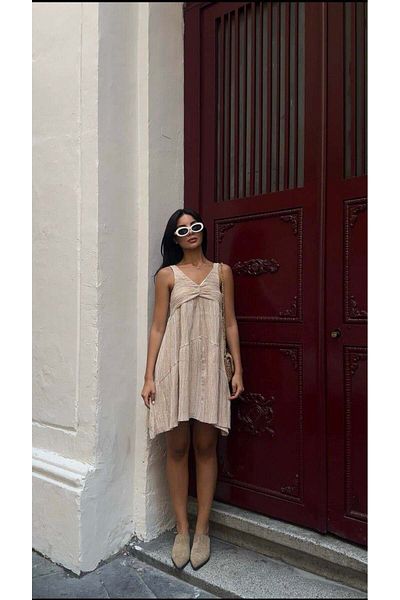 Maldia Shop Γυναικείο Φόρεμα Cream Drape - Strappy