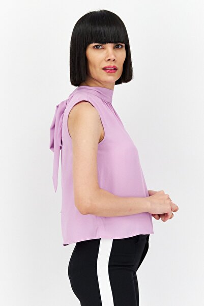 1 State Women Mock Neck Sleeveless Plain Tank Top, Light Purple