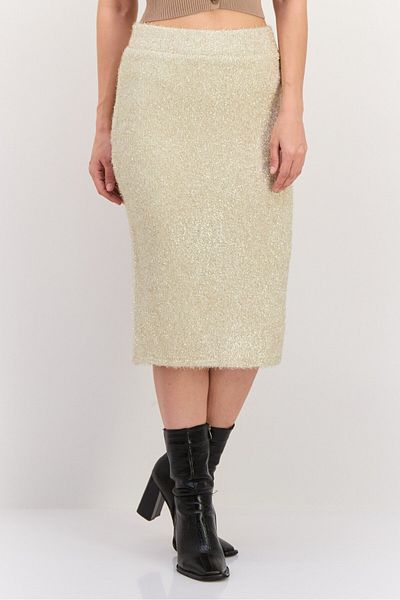 Guess Women Textured Midi Skirt, Gold