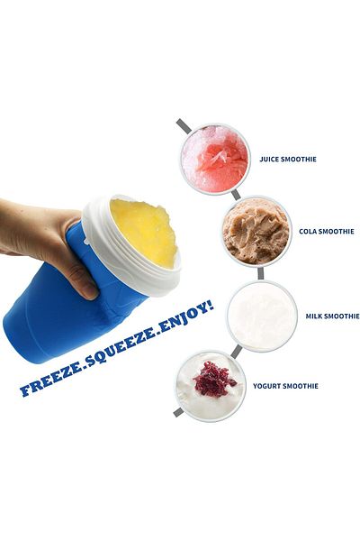 AWH Slushy Cup – Frozen Magic Squeeze Cup for DIY Smoothies, Milkshakes & Summer Drinks (Blue)