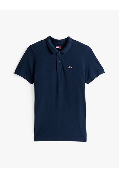 Tommy Hilfiger Pánské modré polo tričko Flag Patch Tommy Hilfiger
