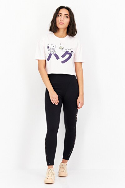 PEANUTS Women Round Neck Short Sleeve Printed T-Shirt, Pink