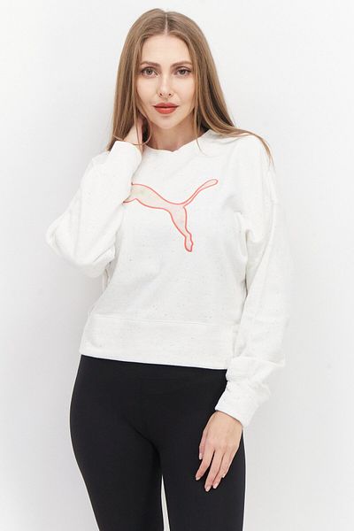Puma Women Oversized Fit Long Sleeve Training Sweatshirt, Cream Heather