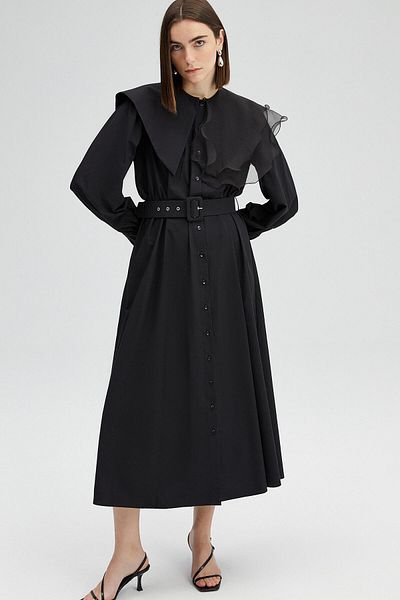 Touché Privé Organza Collar Poplin Dress